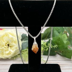 Citrine Quartz Crystal Pendant
